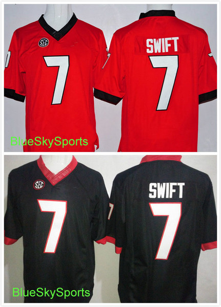 Men's DAndre Swift Jersey #7 Georgia Bulldogs D'Andre Swift College Football Jerseys Black Red Stitched Fast Shipping