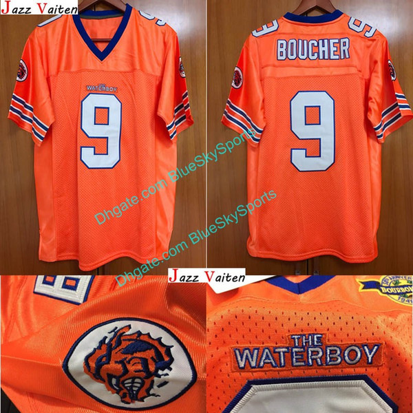 Men's Bobby Boucher Jersey #9 Orange The Waterboy Mud Dogs Movie 1998 Football Jerseys Size M-3XL