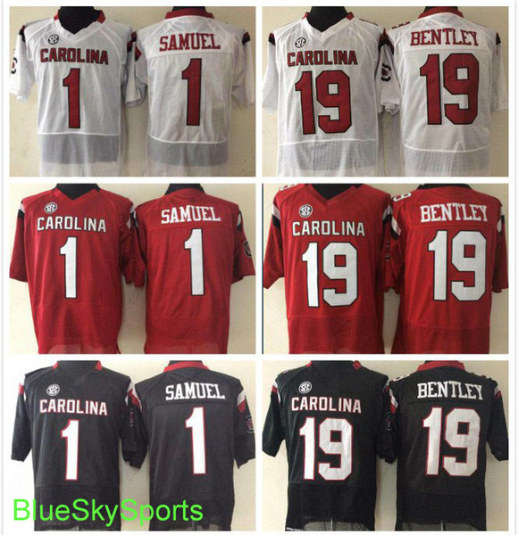 Men's South Carolina Gamecocks #19 Jake Bentley Jersey #1 Deebo Samuel White Black Red Stitched College Football Jerseys S-3XL