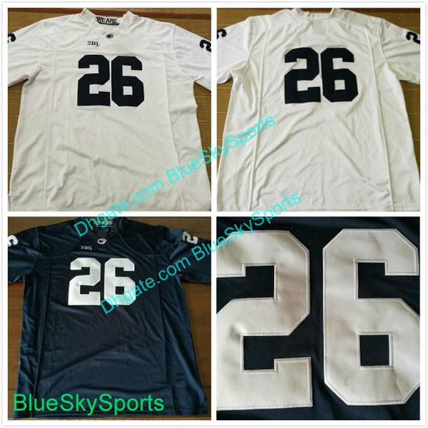 Mens Penn State Nittany Lions College Football Jerseys #26 Saquon Barkley Jersey White Navy Blue Stithced S-3XL