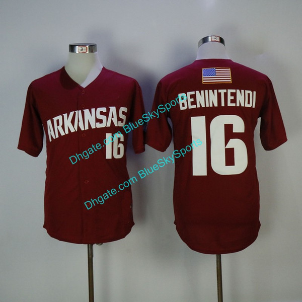 Men's Arkansas Razorbacks 16 Andrew Benintendi Jersey Boston Home Maroon Red Stitched College Baseball Jerseys Fast Shipping