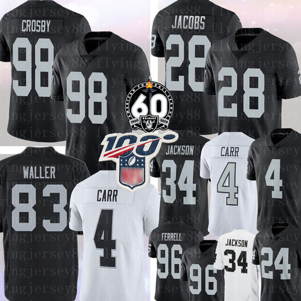 Maxx Crosby Oakland # Raider 83 Darren Waller 28 Josh Jacobs 4 Derek Carr Jersey 34 Bo Jackson 24 Johnathan Abram Lynch Ferrell Football