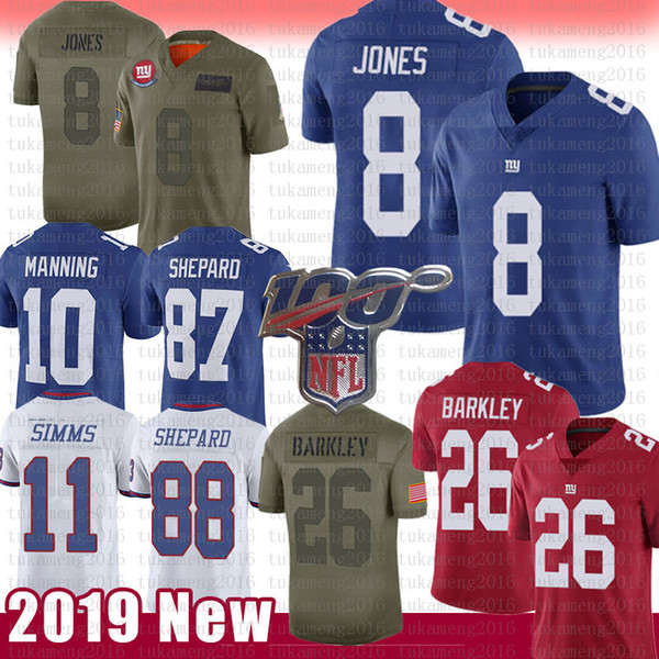 New 26 Saquon Barkley York 8 Daniel Jones Jersey Giant 11 Phil Simms 10 Eli Manning 88 Evan Engram Football Jerseys 87 Sterling Shepard