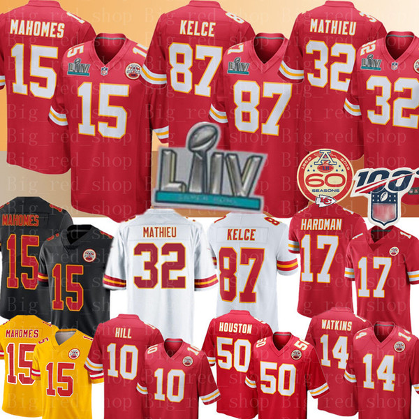 2020 Patrick Mahomes 15 Kansas City Mens Chief Jersey 87 Travis Kelce 32 Tyrann Mathieu Tyreek Hill Jerseys Mecole Hardman Watkins Football