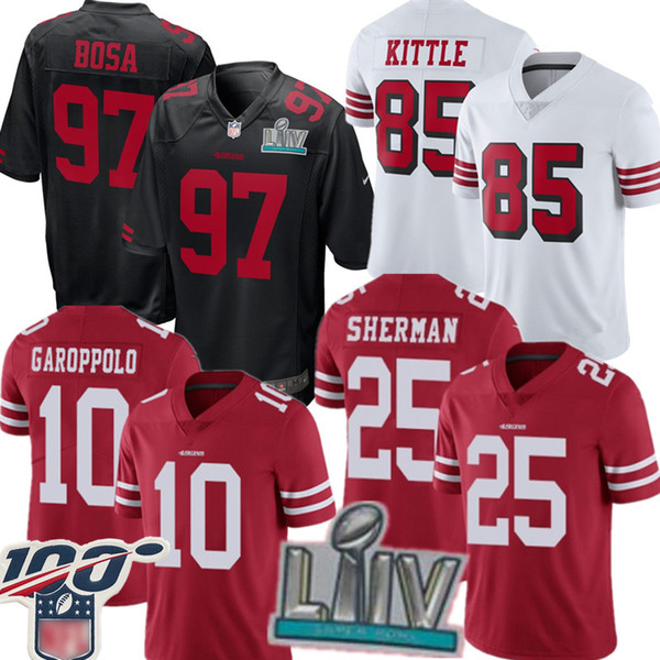 San Francisco
49ers Jersey 97 Nick Bosa 10 Jimmy Garoppolo 85 George Kittle Richard Sherman Reuben Foster Joe Montana Sanders Jerseys