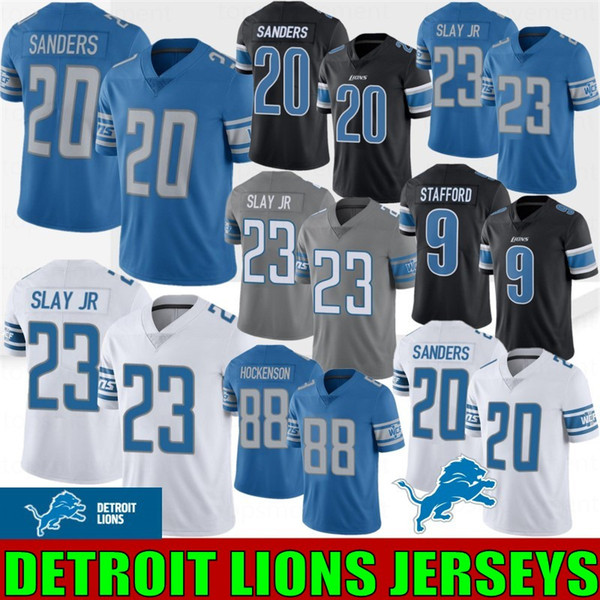 20 Barry Sanders Detroit Men Football Jersey Lion 88 T.J. Hockenson 9 Matthew Stafford 23 Darius Slay JR 33 Kerryon Johnson Stitched 2020