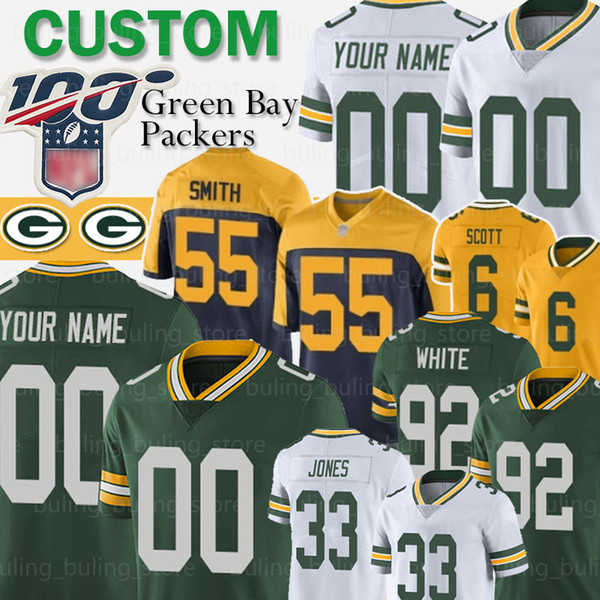 6 JK Scott Jersey Custom Packer 33 Aaron Jones 55 Za'Darius Smith 92 Reggie White Green Bays 16 Kumerow Blake Martinez Bakhtiari Football