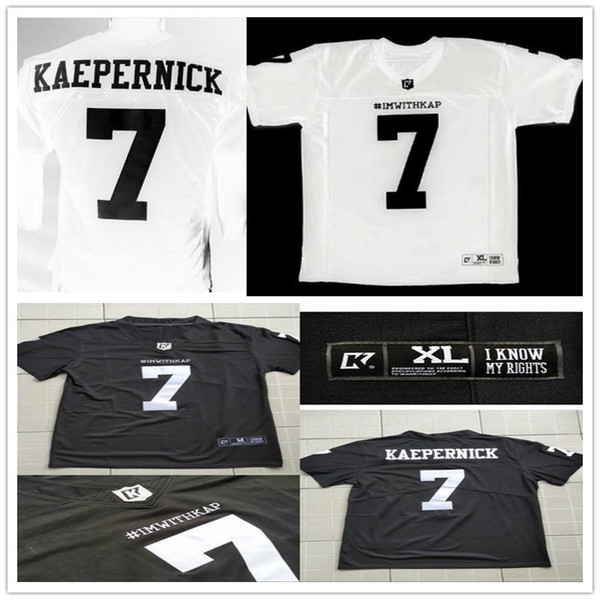 Double Stitched #7 COLIN KAEPERNICK Jersey Mens IM WITH KAP Jerseys Black White NCAA IMWITHKAP Jerseys