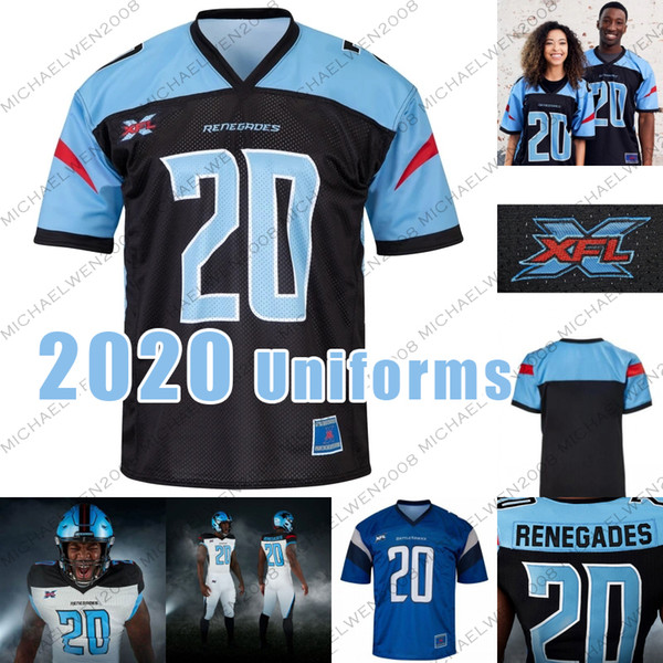 Dallas Renegades 2020 Uniforms Landry Jones Football Jerseys Philip Nelson Lance Dunbar Flynn Nagel Sean Price Frank Alexander Tegray Scales