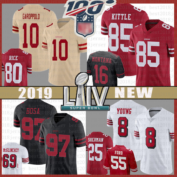 97 Nick Bosa Jimmy Garoppolo George Kittle Jersey San Francisco
49ers Jerry Rice Steve Young Montana Sherman Kaepernick Dee Ford Foster