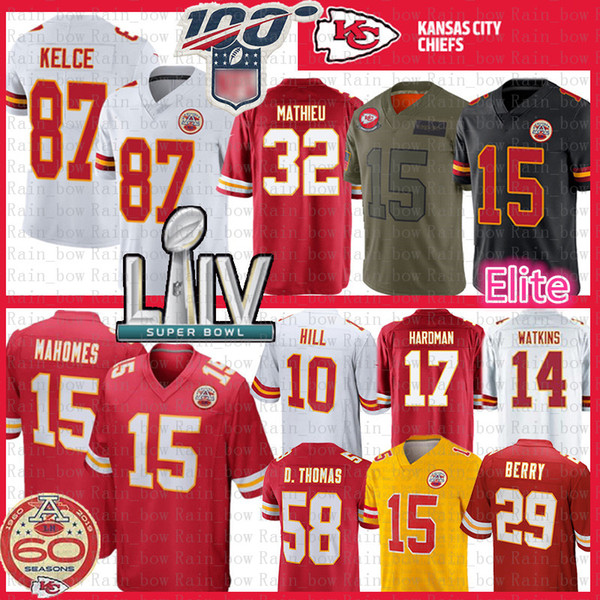 15 Patrick Mahomes Jersey Kansas City 10 Tyreek Hill Chief Travis Kelce Tyrann Mathieu Mecole Hardman Sammy Watkins Eric Berry LeSean McCoy