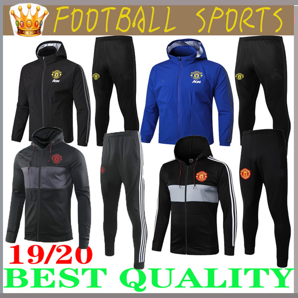 19 20 manchester training suit men Lukaku RASHFORD football jacket sportswear blue foot jogging 2019 POGBA United Soccer Tracksuit