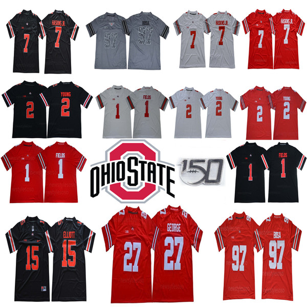 150 TH Ohio State Buckeyes 1 Justin Fields 2 Chase Young 7 Dwayne Haskins Jr. 27 Eddie George 97 Nick Bosa 15 Elliott NCAA Football Jerseys