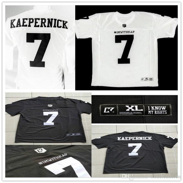 Double Stitched #7 COLIN KAEPERNICK Mens IM WITH KAP Jerseys Black White Lady Kids NCAA IMWITHKAP Jersey