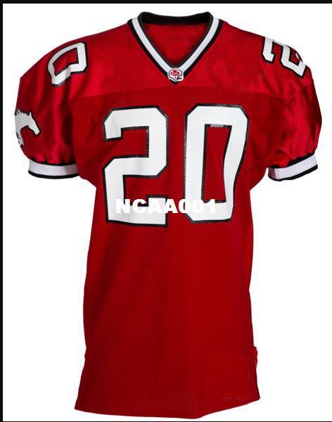 Rare Men Red Calgary Stampeders #20 Doug Flutie real Full embroidery College Jersey Size S-4XL or custom any name or number jersey