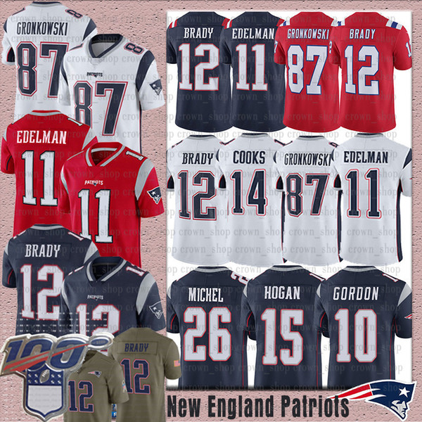 New Englands 12 Tom Brady Patriot Jersey 11 Julian Edelman Rob Gronkowski 24 Stephon Gilmore Dont'a Hightower Sony Michel Football Jerseys