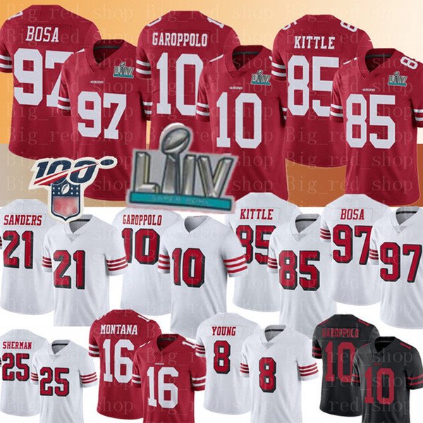 San Francisco
49ers 97 Nick Bosa 10 Jimmy Garoppolo Jersey George Kittle Deion Sanders Richard Sherman Joe Montana Jerry Rice Football