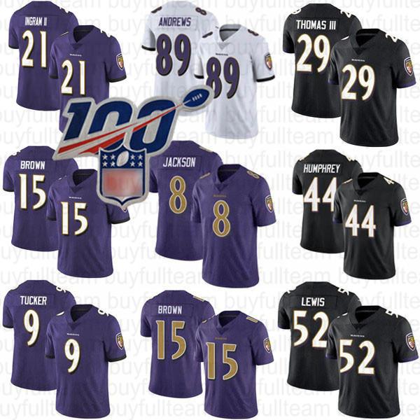 8 Lamar Jackson 15 Marquise Brown Baltimores Raven 52 Ray Lewis 21 Mark Ingram II 44 Marlon Humphrey 89 Mark Andrews 9 Justin Tucker Jerseys