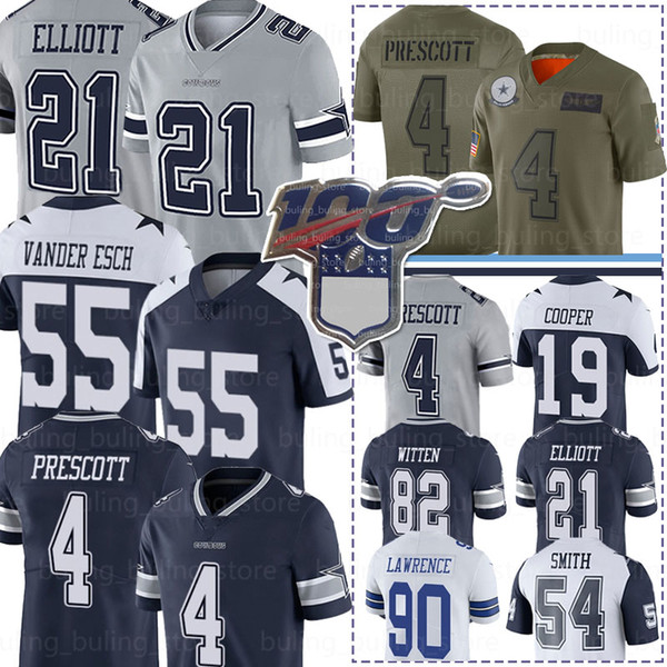 Cowboy Jerseys 21 Ezekiel Elliott Dalla 55 Leighton Vander Esch 54 Jaylon Smith 82 Jason Witten 4 Dak Prescott Smith Cooper Lawrence Lee