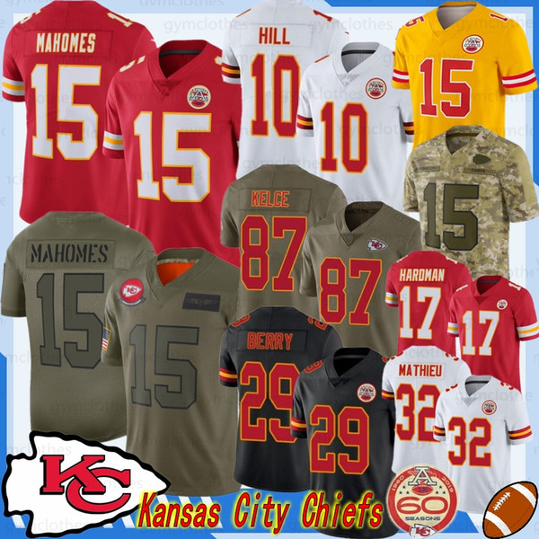 Kansas 15 Patrick Mahomes City Jersey II 87 Travis Kelce 32 Tyrann Mathieu 29 Berry 50 Houston 17 Hardman Houston Watkins new Jersey