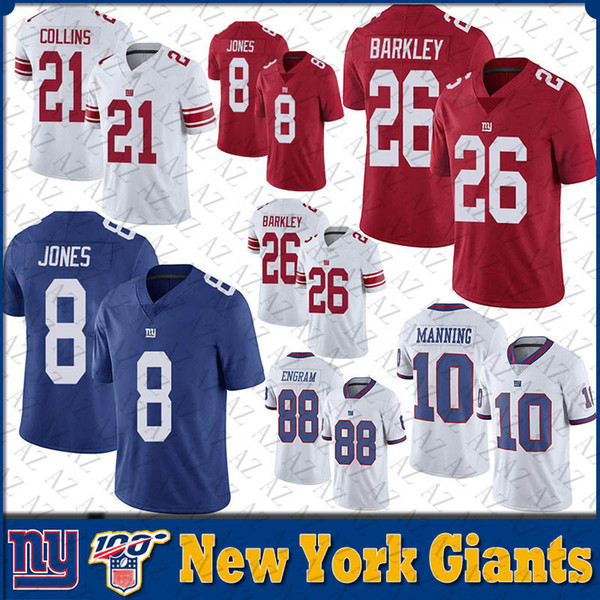 26 Saquon Barkley New jersey York Mens 8 Daniel Jones 10 Eli Manning 56 Lawrence Taylor Giant Stitched NY Football Jerseys