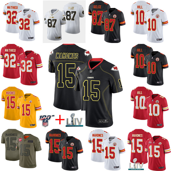 Kansas City 15 Patrick Mahomes 87 Travis Kelce Tyreek Hill Tyrann Mathieu Mecole Jersey Chief Football Jerseys