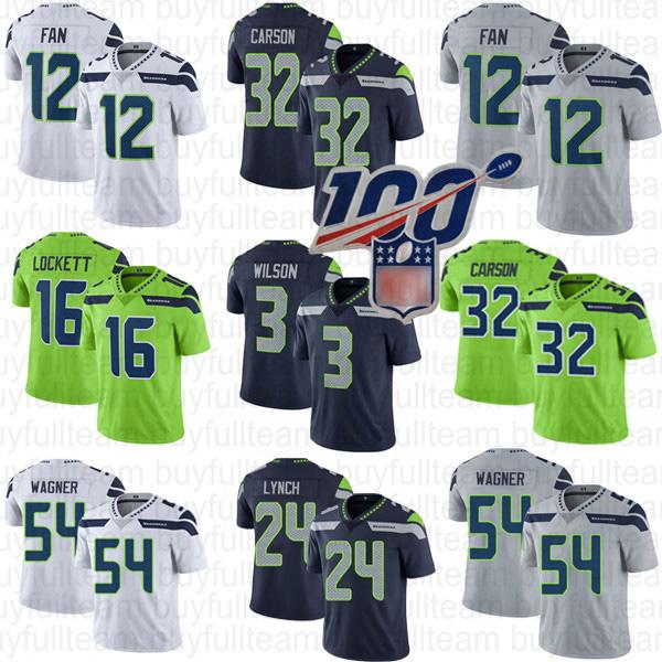 Mens 3 Russell Wilson 24 Marshawn Lynch 16 Tyler Lockett 12 Fan 54 Bobby Wagner Seattle 32 Chris Carson Seahawk Jerseys