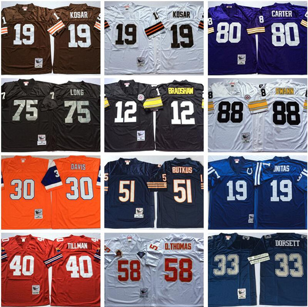 NCAA Howie Long Jersey Bernie Kosar Johnny Unitas Pat Tillman Terrell Davis Cris Carter Terry Bradshaw Lynn Swann Tony Dorsett Doug Williams