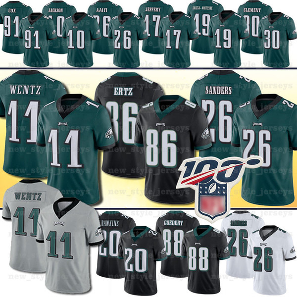 11 Carson Wentz Jersey Eagle 10 DeSean Jackson 19 JJ Arcega Whiteside Miles Sanders Fletcher Cox Brian Dawkins Jerseys Goedert