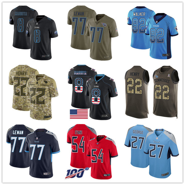 Tennessee Custom Titan Jerseys Eddie George Steve McNair Steve McNair Taylor Lewan Kevin Byard Delanie Walker 84 Davis Men Football Jersey