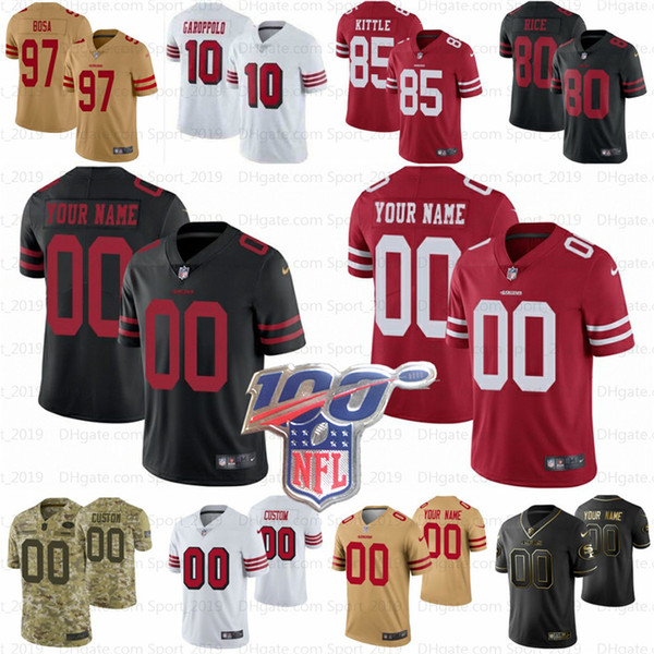 Custom Mens Women Youth San Francisco
49ers 10 Jimmy Garoppolo Jerry Rice 85 George Kittle 97 Nick Bosa Steve Young Joe Montana Jerseys