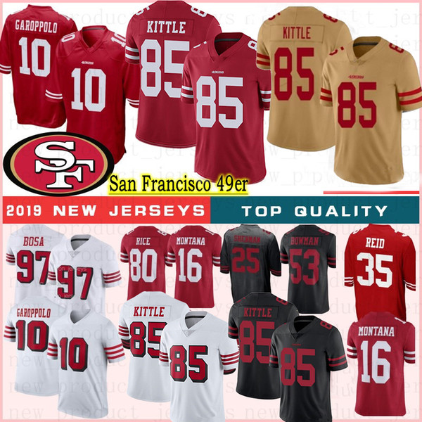 San 10 Jimmy Garoppolo Francisco 49er 85 George Kittle 97 Nick Bosa 80 Jerry Rice Young Montana Sherman 7 Colin Kaepernick 8 Young jersey