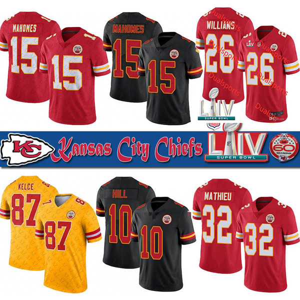 15 Patrick Mahomes II Kansas City Football jersey Chief 26 Damien Williams 87 Travis Kelce 10 Tyreek Hill 32 Tyrann Mathieu Stitched Jerseys