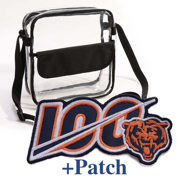 Clear Purse Stadium Approved Bag + PATCH with Zipper and Shoulder Strap