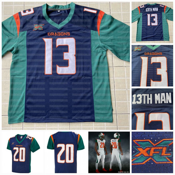 Seattle Dragons XFL Football Jersey Jonathan Alston Parker Baldwin Kirk Barron Isaiah Battle Dante Booker Noah Borden Venzell Boulware