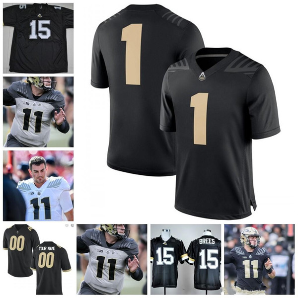 Custom Purdue Boilermakers 2019 Football Any Name Number Black White #4 Rondale Moore 2 Elijah Sindelar Brees Alstott Men Youth Kid Jersey