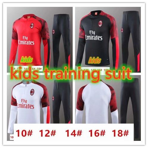 new 2019 AC Milan kids tracksuit survetement jacket set 19 20 ac milan kids training suit long sleeve tracksuit maillot de foot