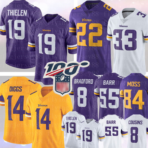 Minnesota 19 Adam Thielen 22 Harrison Smith 33 Dalvin Cook Viking jersey 14 Stefon Diggs 8 Kirk Cousins Randy Moss Anthony Barr jersey