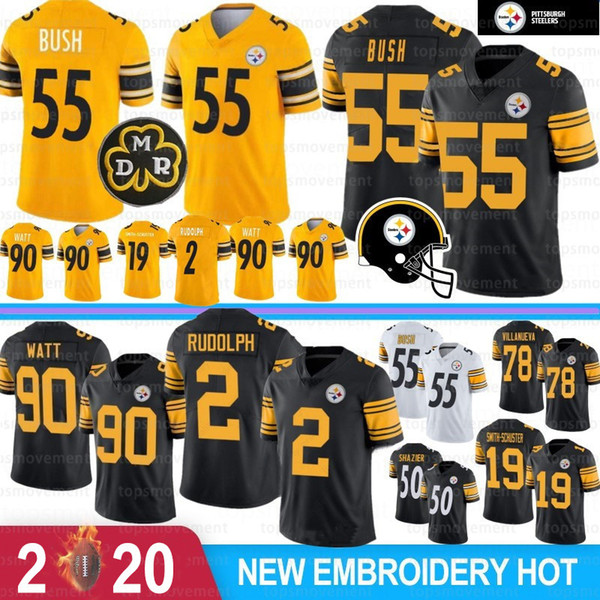 55 Devin Bush Jerseys 19 Juju Smith-Schuster Pittsburgh 90 T.J. Watt Steeler 2 Mason Rudolph 30 James Conner 39 Minkah Fitzpatrick 2020 New