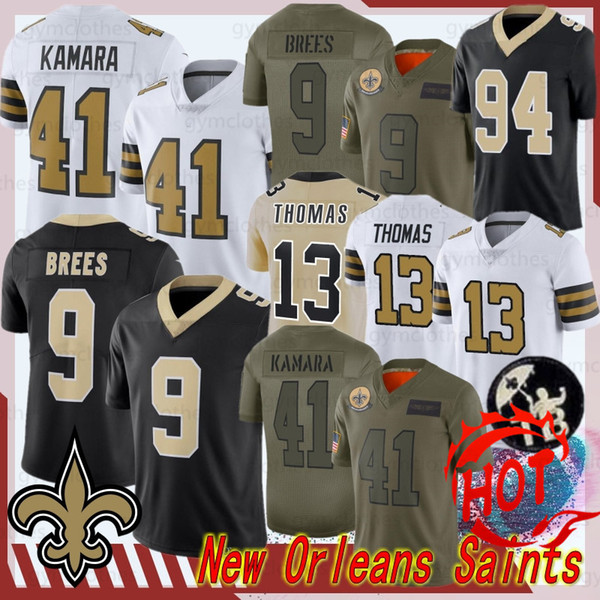 9 Drew Brees Orleans Jersey 41 Alvin Kamara 13 Michael Thomas 7 Taysom Hill 23 Marshon Lattimore 94 Cameron 2020 New Football jersyes