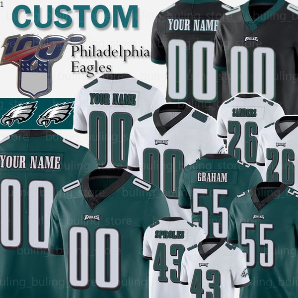 55 Brandon Graham Custom Eagle Jersey 43 Darren Sproles Philadelphia 65 Lane Johnson 71 Jason Peters 17 Alshon Jeffery Goedert Agholor