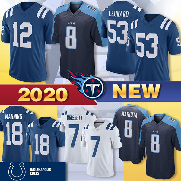 Indianapolis 7 Jacoby Brissett 53 Darius Leonard 12 Andrew Luck Jerseys 8 Marcus Mariota Football S-XXXL