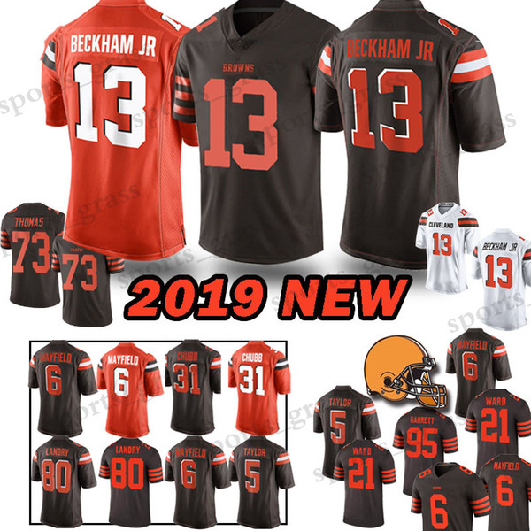 13 Odell Beckham Jr Brown jerseys Baker 6 Mayfield Denzel 21 Ward Jarvis 80 Landry Joe 73 Thomas Jersey