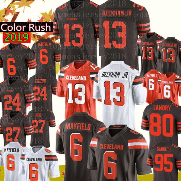 13 Odell Beckham Jr Jersey Cleveland 6 Baker Mayfield Browns 24 Nick Chubb 27 Hunt 80 Jarvis Landry 21 Ward Football Jerseys