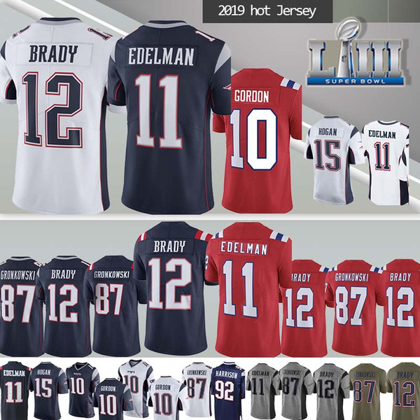 12 Tom Brady New Patriot jerseys 11 Julian Edelman 87 Rob Gronkowski 2019 new jersey Superior men can patch