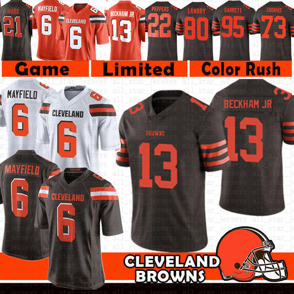 13 Odell Beckham Jr 6 Baker Mayfield Cleveland Jersey Browns Myles Garrett Jarvis Landry Nick Chubb Denzel Ward Joe Thomas Peppers Kids Men