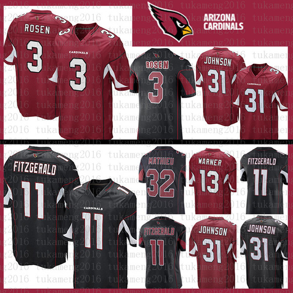 Best quality Arizona Jersey Cardinals 11 Larry Fitzgerald 3 Josh Rosen 13 Kurt Warner 31 David Johnson 32 Tyrann Mathieu Football Jerseys