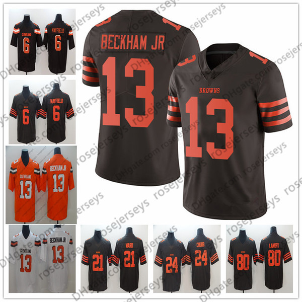 Browns Odell Beckham Jr Jerseys 13 OBJ Brown Rush Cleveland 6 Baker Mayfield Denzel Ward Chubb Landry White Orange Men Youth Women Kid