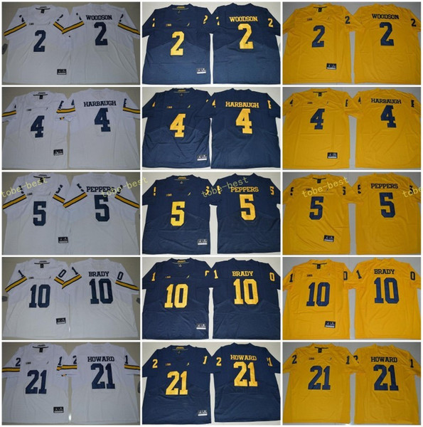 2018 Michigan Wolverines 3 Rashan Gary 21 Desmond Howard 10 Tom Brady 4 Jim Harbaugh Charles Woodson Jabrill Peppers College Football Jersey