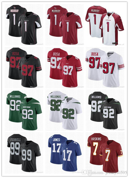 Arizona San Francisco New York Jersey Cardinals #1 Kyler Murray 49ers 97 Nick Bosa Gaints 17 Daniel Jones Jets 92 Quinnen Williams Jerseys